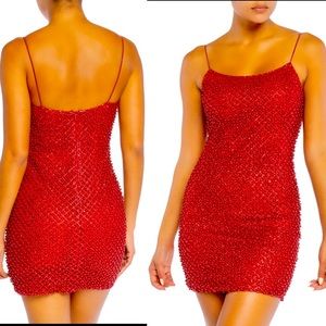 Red pearl dress